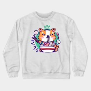 Cute Akita Eat Ramen - Kawaii Crewneck Sweatshirt